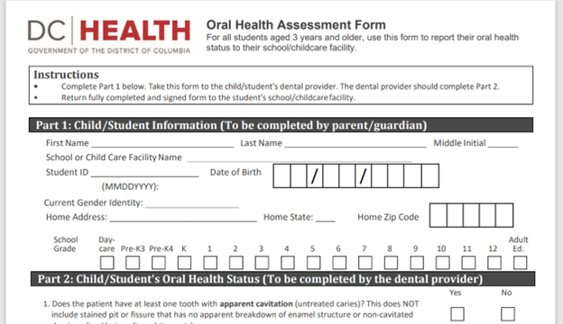Oral Health Assessment Form